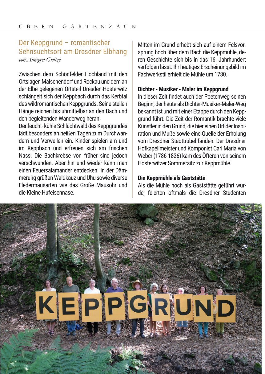 Artikel im Klotzscher Heideblatt zum Keppgrund